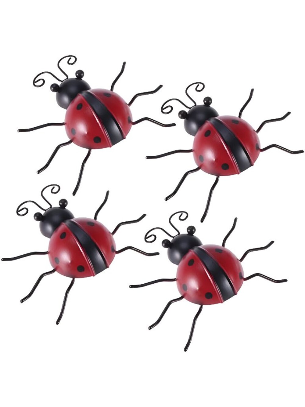4pcs Iron Ladybug Metal Animal Hanging Wall Art Hanger Ladybug Sculpture Decor